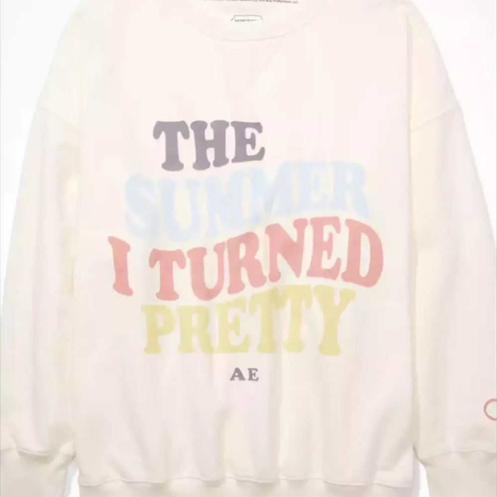 American Eagle Outfitters Cream Graphic Sweater “The Summer I Turned Pretty”
